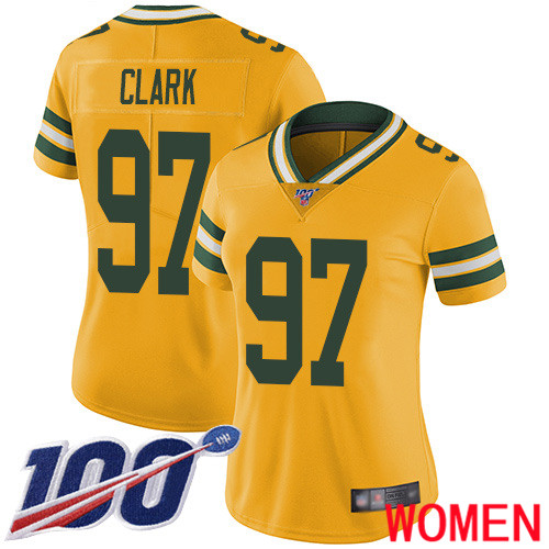 Green Bay Packers Limited Gold Women #97 Clark Kenny Jersey Nike NFL 100th Season Rush Vapor Untouchable->green bay packers->NFL Jersey